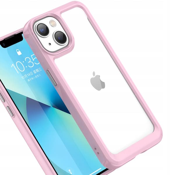 Outer Space-cover til iPhone 14 Plus med hårdt cover og gelramme i lyserød