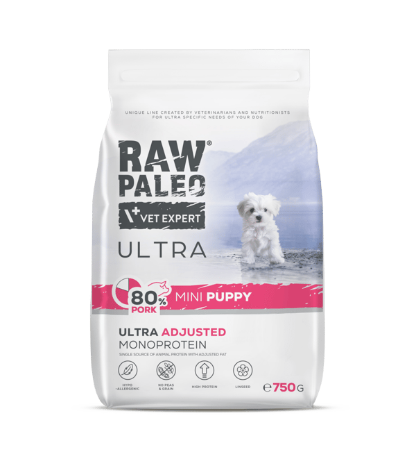 VetExpert Raw Paleo Ultra Pork Mini Puppy vådfoder til hunde 2 kg