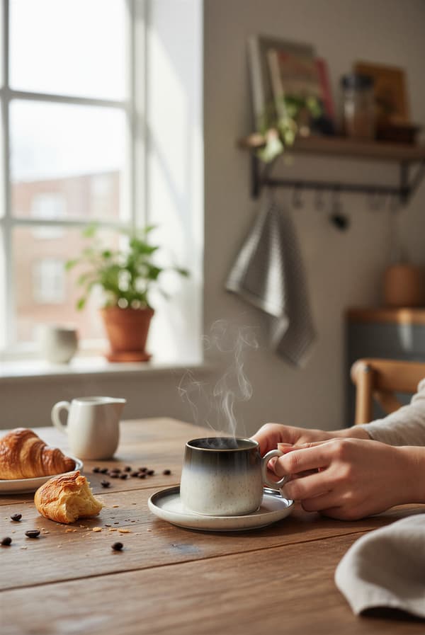 KERAMISK KOPP 120 ML ELEGANT DESIGN MED KAFFETALLRIK