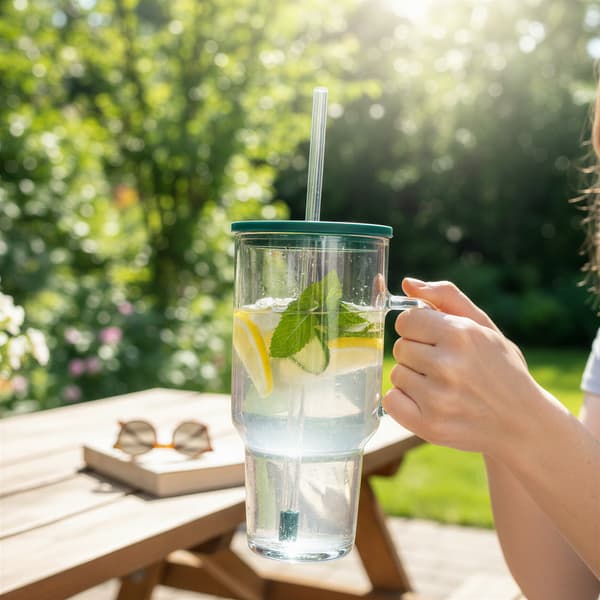STANLEY STOR GLASMUGG 1,1L TRANSPARENT MED LOCK OCH SURGRÅ
