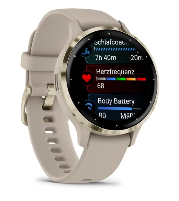 Garmin Venu 3S GPS-älykello, 1.2", harmaa/kulta, vedenpitävä