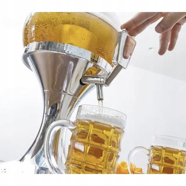 Stor 3,5L alkoholdispenser med kølehane til øl, vin og vodka