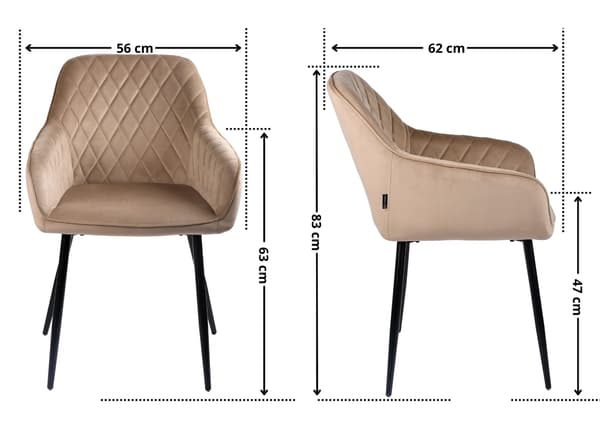 RELLO sammetsklädd beige fåtölj