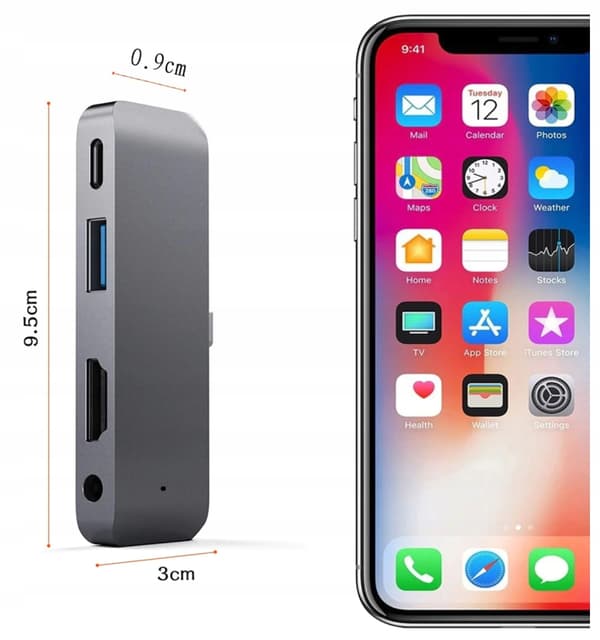 4in1 HUB USB-C 3.0 HDMI 4K JACK -sovitin iPad Prolle