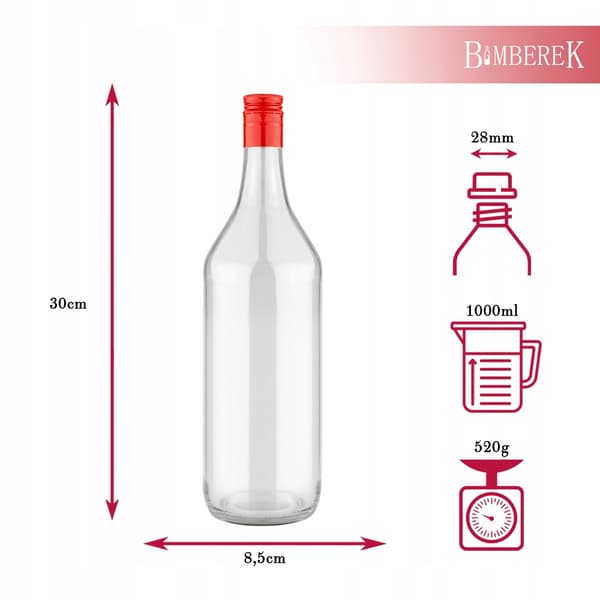 25x MONOPOL 1L glasflaskor + alkoholkapsyl
