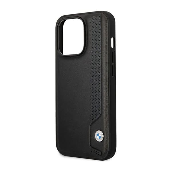BMW Läder Blå Prickar - iPhone 14 Pro Skal (Svart)