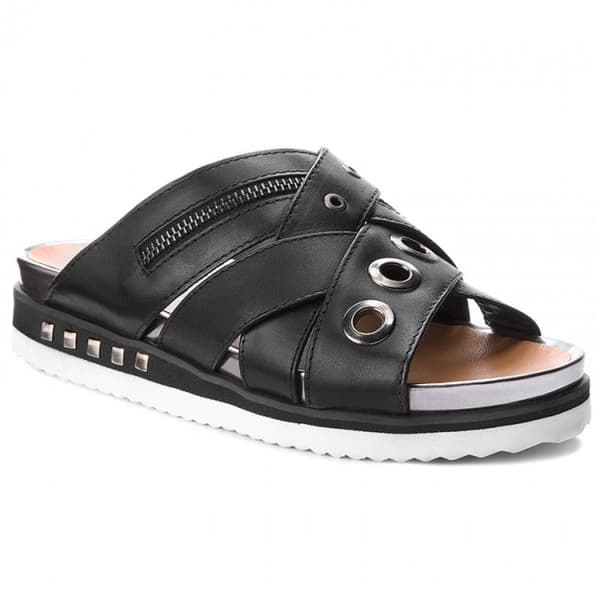 EVA MINGE DAME FLIP-FLOPS I SORTE LÆDER 36 3W6G10* EU 36 3_6