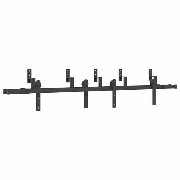 vidaXL Skjutdörrsmonteringssystem, 200 cm, Stål, Svart