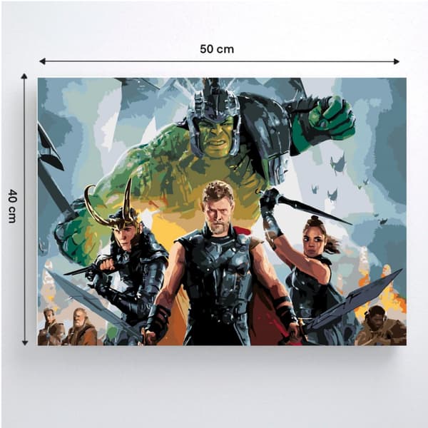 MÅLNING MED SIFFROR MED RAM Tavlor för målning - Thor Ragnarök 50x40 cm