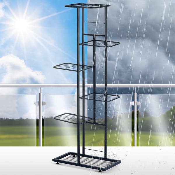 Metal blomsterstand sort 6-niveau 106 cm