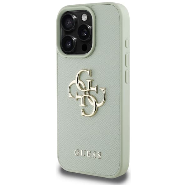 Guess Grained Big 4G Logo Small Classic Logo cover til iPhone 16 Pro Max grøn