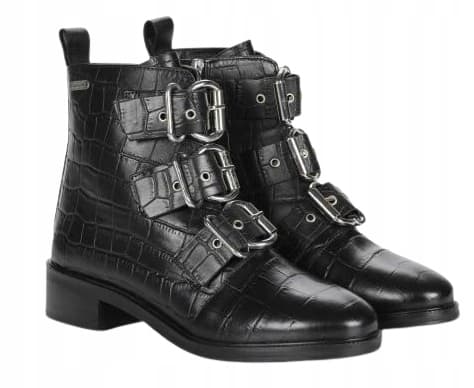 PEPE JEANS BOWIE TOP DAMESKO SORT LÆDER 38 AWE