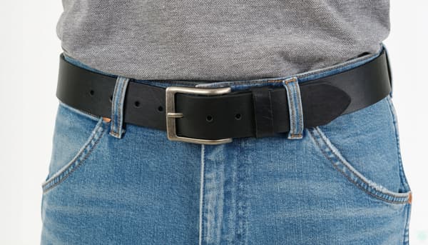 Vild Jeans bred læderbælte dame sort 100cm glat læder gave