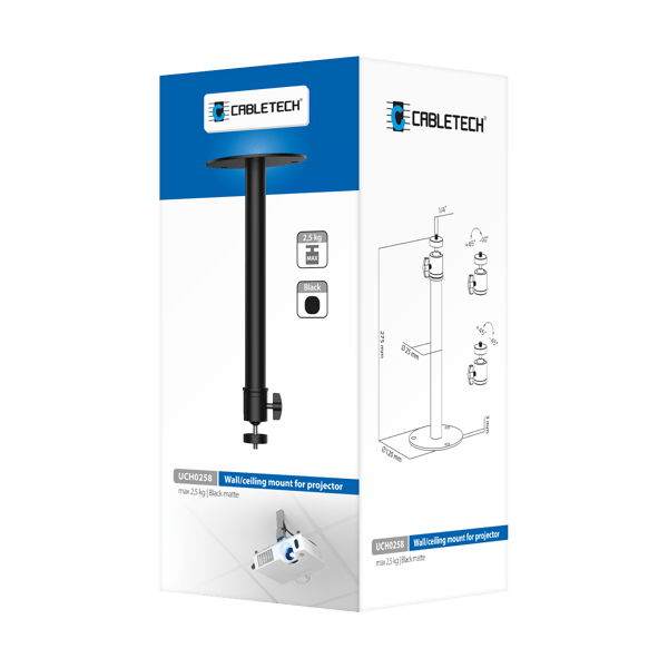 Cabletech väggmonterad och takmonterad rörlig projektorhållare max 2,5 kg