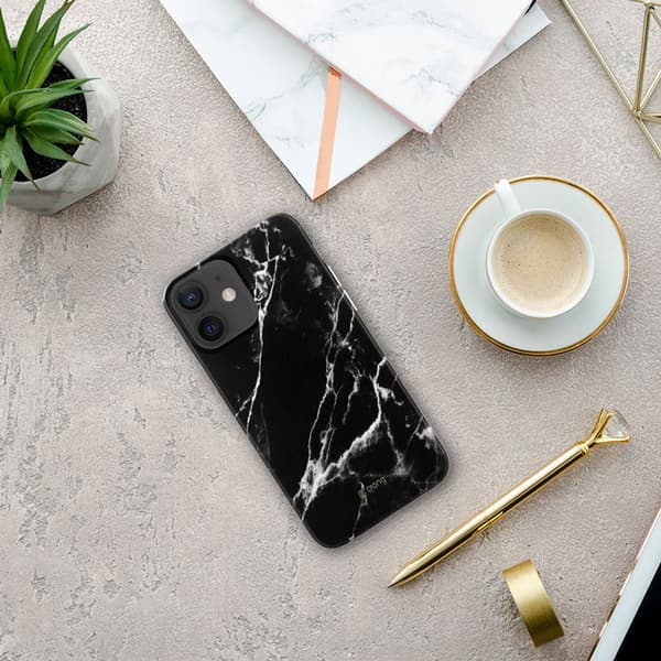 Crong Marmor Etui - iPhone 12 Mini Etui (Sort)