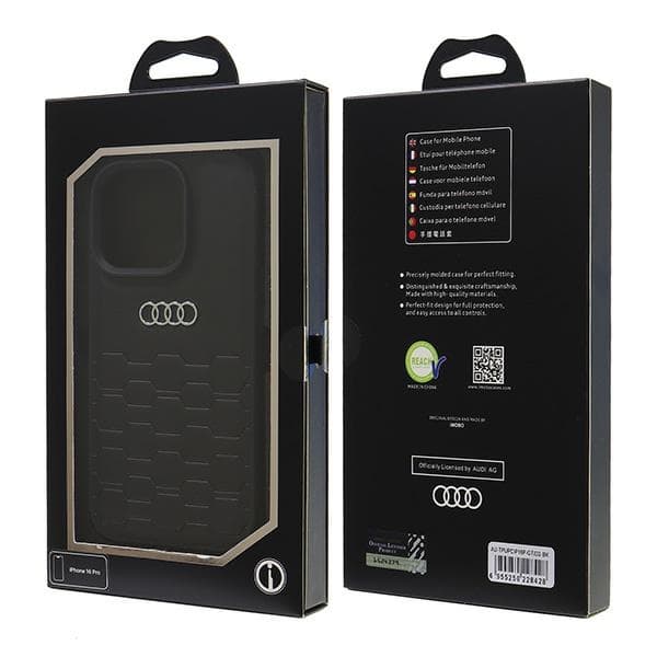 Audi kunstlæder iPhone 16 Pro 6.3 sort/sort hårdt cover AU-TPUPCIP16P-GT/D2-BK