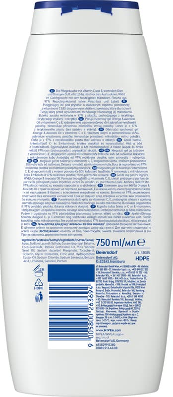 NIVEA Care og Orange brusegel 750 ml