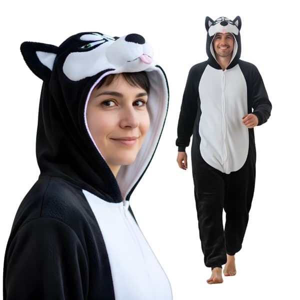 Kigurumi Pyjamas Kostume Sort Husky XL: 175 - 185cm