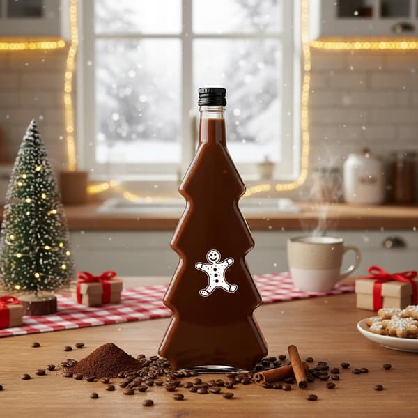 5x julgransflaskor 500ml MED TRYCK för likör, tinktur, present