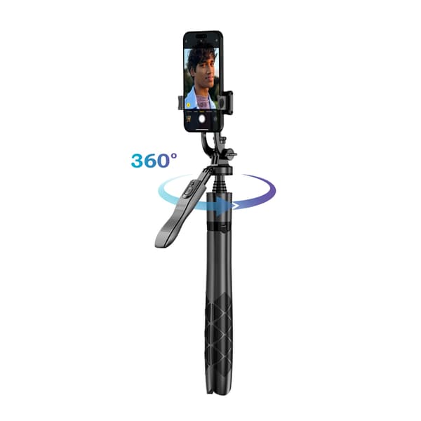 Crong SelfieGo Ultra - Aluminium Bluetooth Selfie Stick Tripod (Sort)