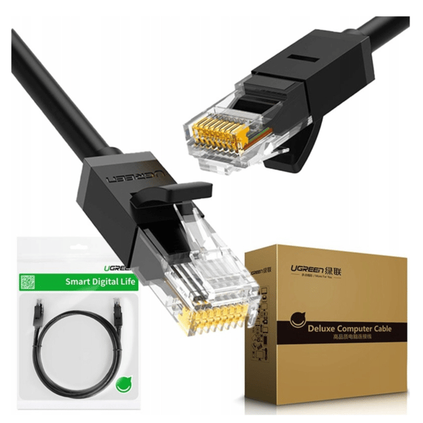 UGREEN NW102 Ethernet RJ45 netværkskabel, Cat.6, UTP, 5m (sort)