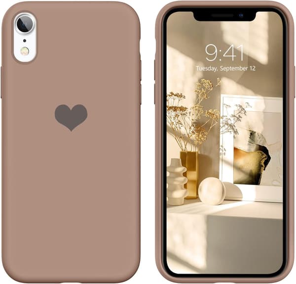 ETUI TIL APPLE IPHONE XR 6.06 SILIKONE BRUN BAGSIDER MED HJERTE