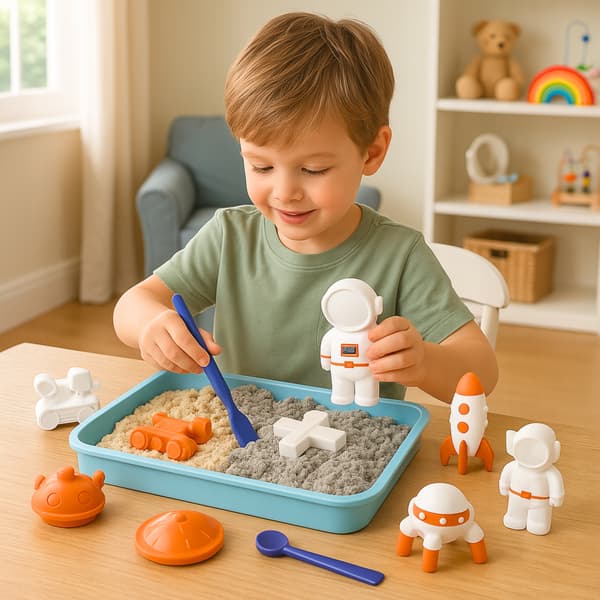 Kinetisk Sand Piaskolina Set för Barn Rymd Formar Bräda DIY