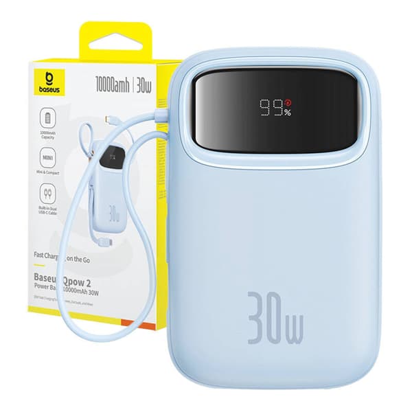 Baseus QPow 2 Powerbank 10000mAh 30W 2xUSB-C (Blå)