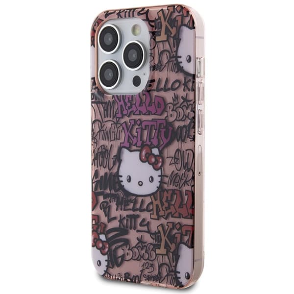 Hello Kitty HKHCP15XHDGPTP iPhone 15 Pro Max 6,7 rosa hårt skal IML Tags Graffiti
