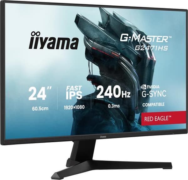 IIYAMA G-Master G2471HS-B1 Red Eagle Skærm 23,8 IPS 0,3 ms 240 Hz G-Sync HDR10 Sort