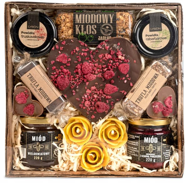 Stor presentkorg sett choklad honung ljus premium låda present