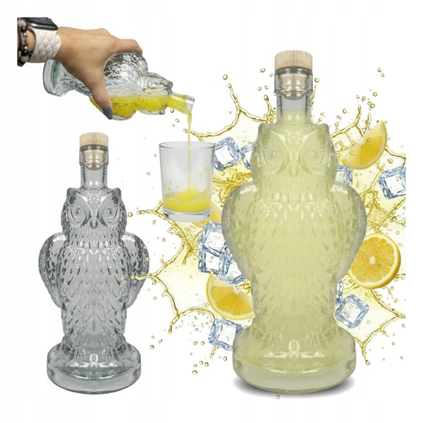 Glasflaske Owl 500ml Karaffel til Likør Gavelikør Vin