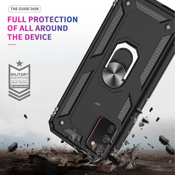 ETUI TIL SAMSUNG GALAXY A03s SORT ARMOR + 2x HÆRDET GLAS