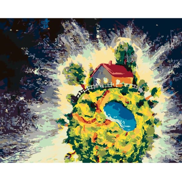 MALING EFTER TAL Billeder til maleri - Den lille prins' planet 50x40 cm