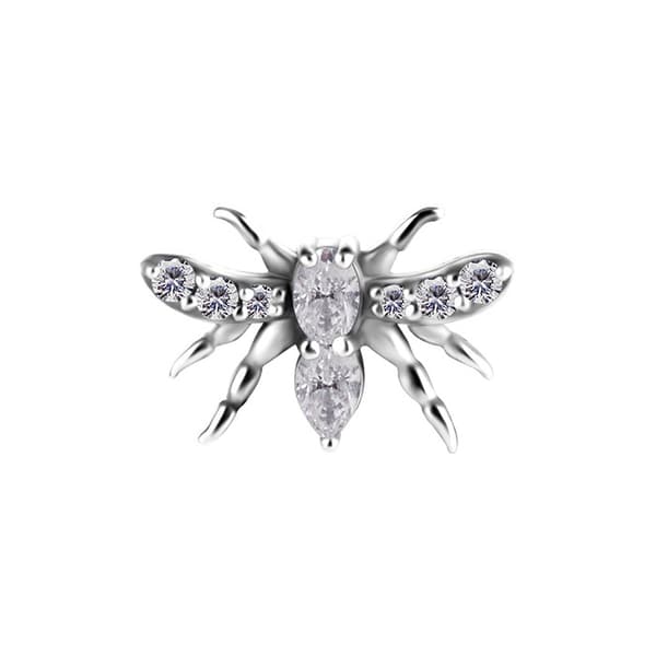 Trycklock flygande insekt vit zirkon CoCr NF silver PI-018
