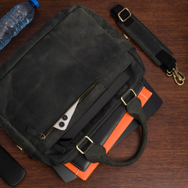 Stor A4-laptoptaske til mænd i læder, 15'4 XL, Beltimore