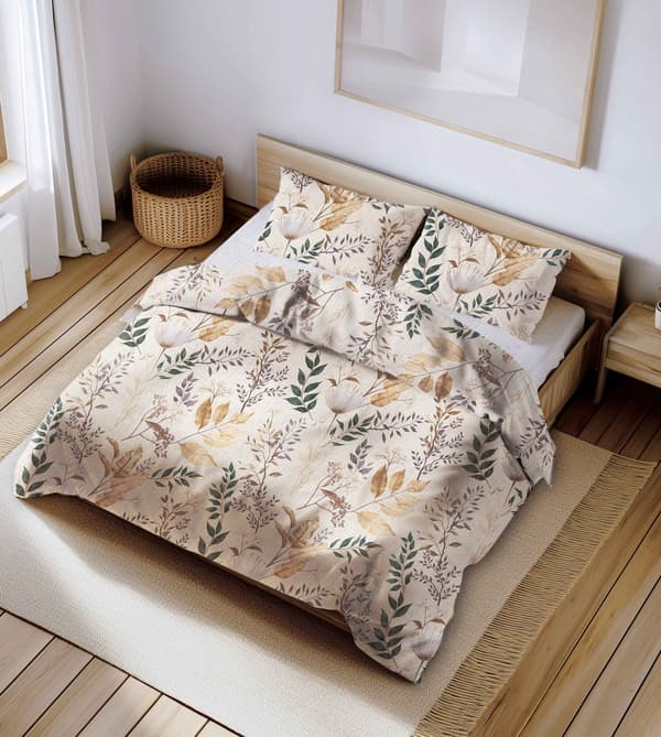 Kuddfodral i bark 40x40 ljus beige växt oas