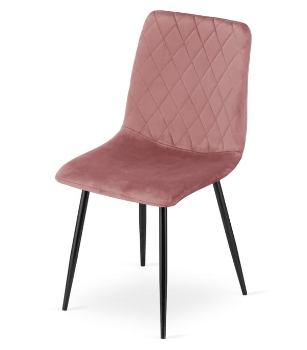 TURIN stol - rosa sammet / svarta ben x 2