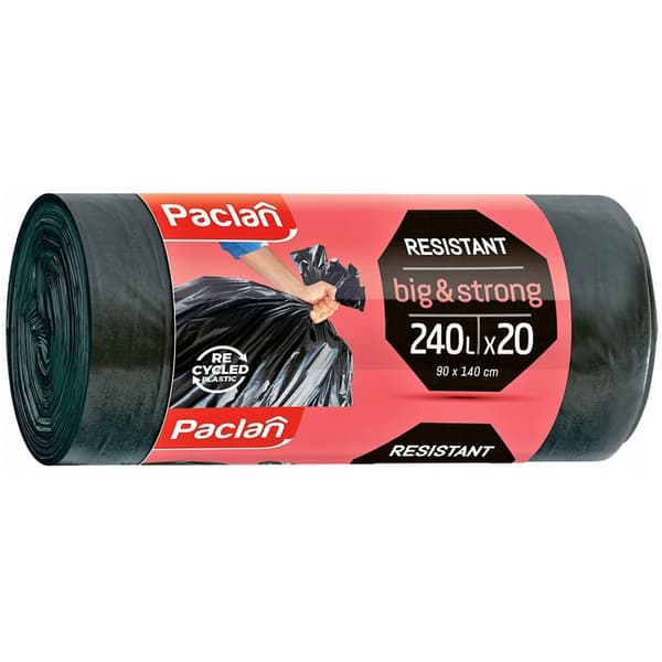 Paclan poser Big og Strong Sort 240L 20 stk. 40 my