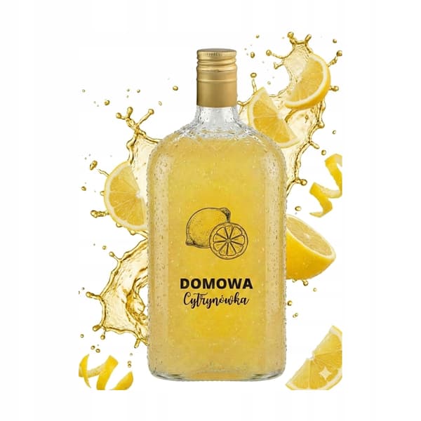 Klassisk 500 ml flaska med tryck av hemlagad citronvodka