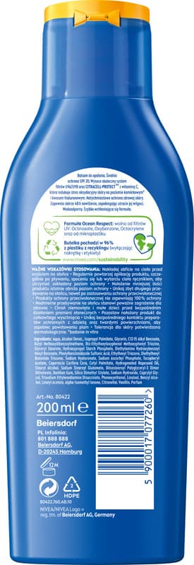 NIVEA SUN Pallosalva SPF20 200 ml