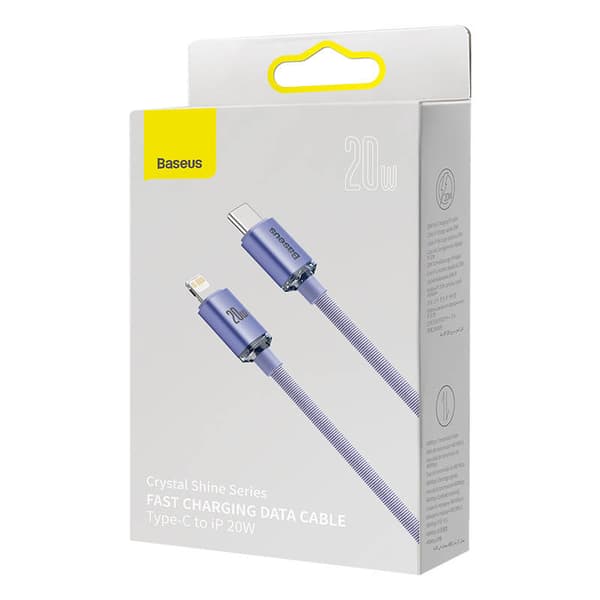 Baseus Crystal Shine USB-C til Lightning-kabel, 20W, PD, 1,2m (lilla)