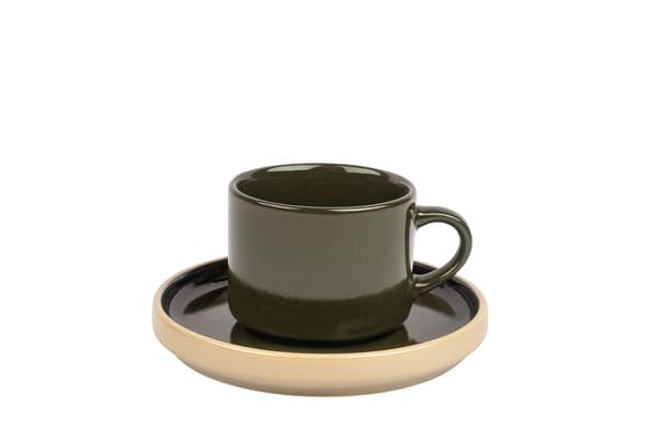 KAFFEKOPPER MED UNDERKOPPER TIL KAFFE OG TE 200 ml GRØN Ø 8,5 cm