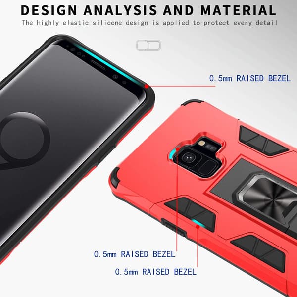 ETUI TIL SAMSUNG GALAXY S9 RØD BAGSIDER MED SOLID OG STÆRK STATIV
