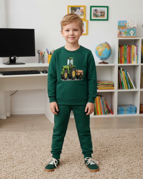BARNPYJAMAS 128 FÖR POJKAR 100 % bomull TRAKTOR-tryck flaska