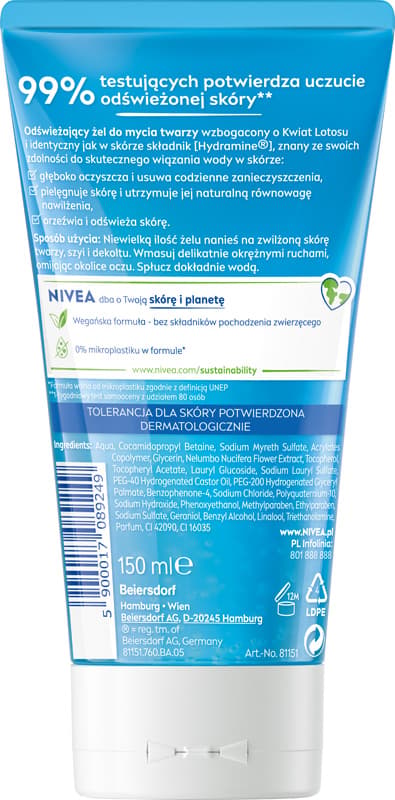 NIVEA kasvojen puhdistusgeeli normaali ja sekaiho 150 ml
