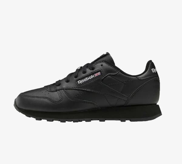 Reebok sorte ungdomslædersko logo 36.5 3J6G3* BAGGRUNDE