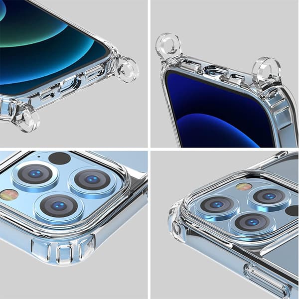 SILIKONEETUIS TIL APPLE IPHONE 11 PRO TRANSPARENT + SORT LANYARD A2160