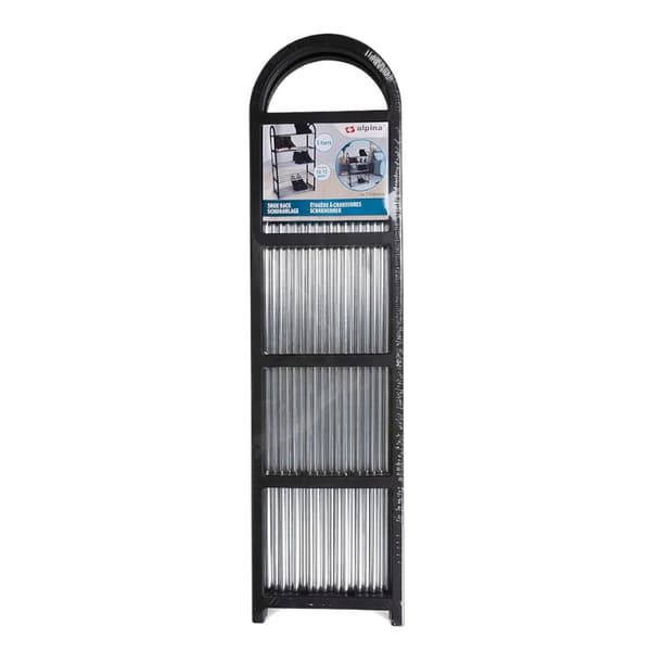 Alpina - Skohylde / stativ / stativ 5 niveauer 50x20x77 cm (Sølv / Sort)