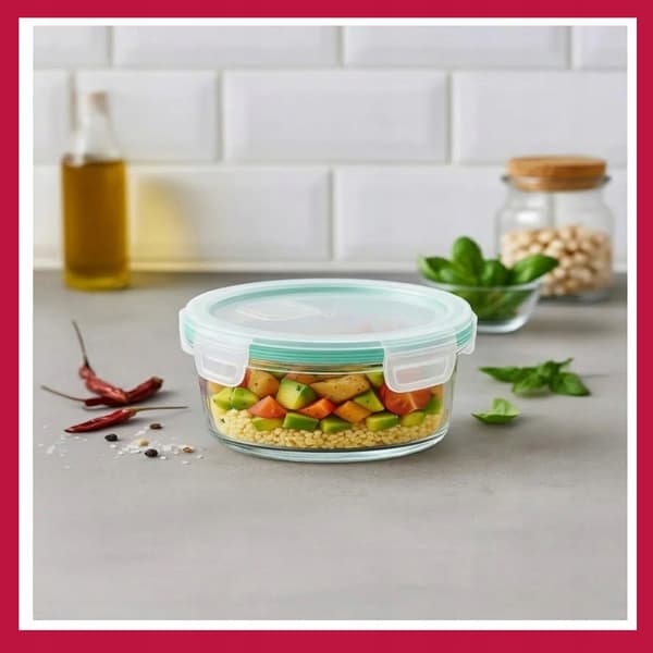 Lunchbox hermetisk rund glasbehållare 390 ml för lunchsnacks